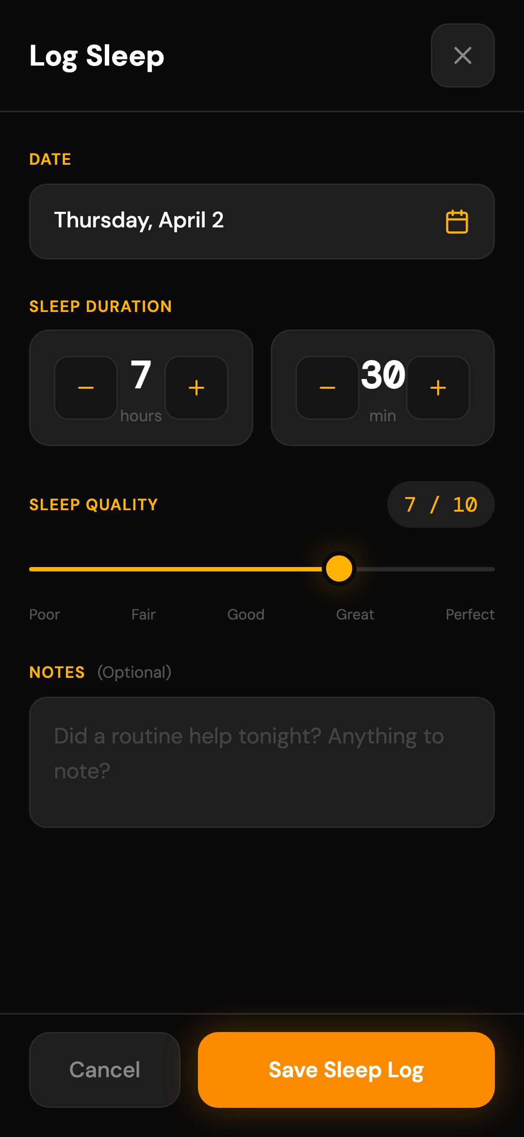 Sleep Log